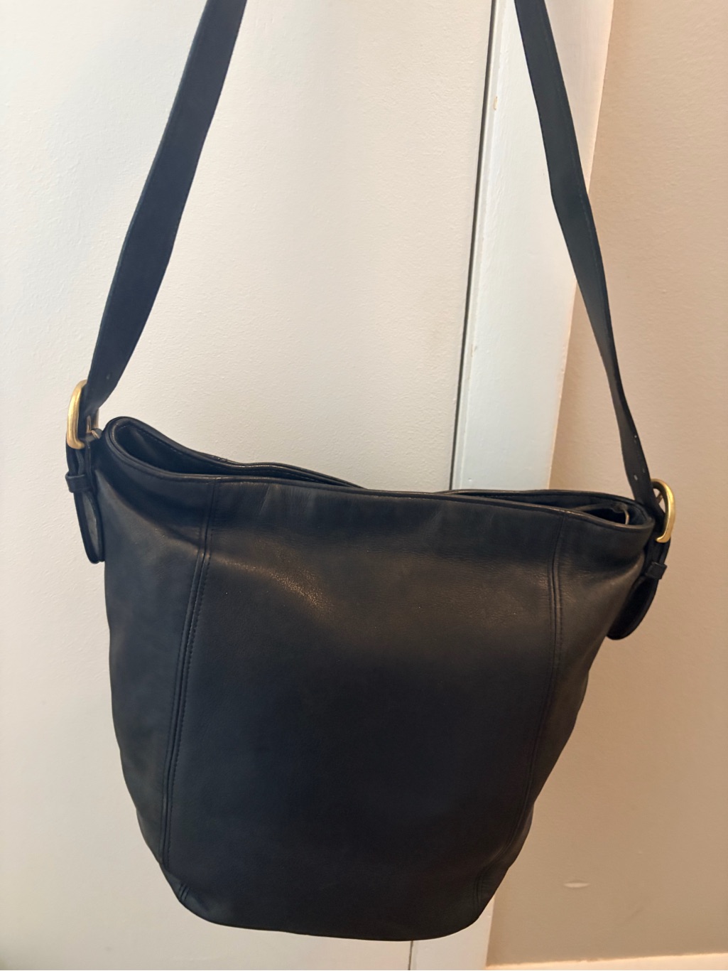 Vintage Coach Waverly Soho Monterey Black Leather Bucket Shoulder Bag Hobo 4027